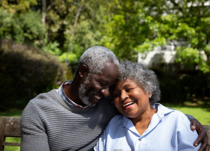 senior couple smiling